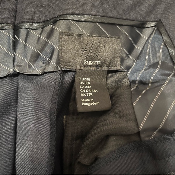 NWT H&M Men's Navy Blue Suit Pants Slim fit - SZ 33R Inseam 21.5in - Picture 2 of 3